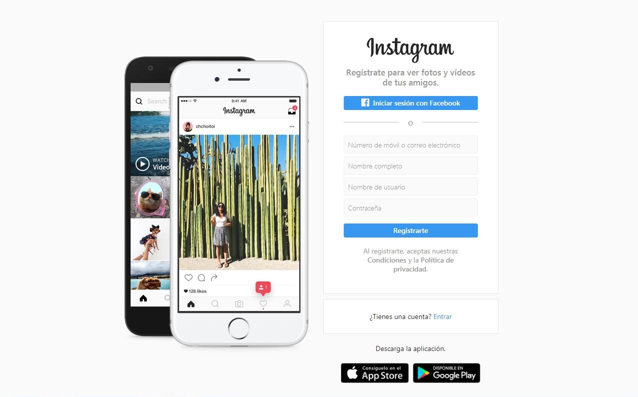 Accedemos a instagram.com y pulsamos en Acceder